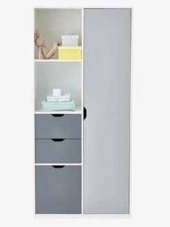 Armoire LIGNE PASSE-PASSE Blanc/gris - Vertbaudet -Boutique Badabulle armoire ligne passe passe 2