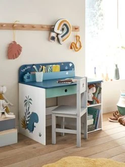 Bureau Maternelle ROAAR Blanc Moyen Uni Avec Decor - Vertbaudet -Boutique Badabulle bureau maternelle roaar 1