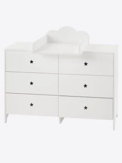Commode 6 Tiroirs LIGNE SIRIUS Blanc Clair Uni - Vertbaudet -Boutique Badabulle commode 6 tiroirs ligne sirius 2
