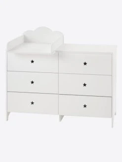 Commode 6 Tiroirs LIGNE SIRIUS Blanc Clair Uni - Vertbaudet -Boutique Badabulle commode 6 tiroirs ligne sirius 3