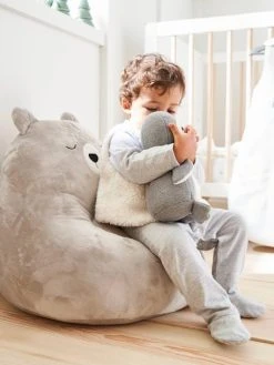 Fauteuil Ours Fausse Fourrure Gris Clair - Vertbaudet -Boutique Badabulle fauteuil ours fausse fourrure 2