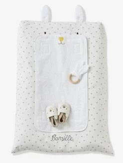 Housse De Matelas à Langer Personnalisable Lapin Blanc Imprimé - Vertbaudet