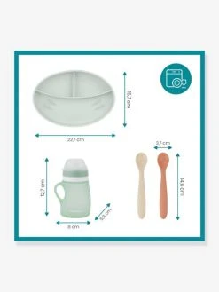 Kit Repas Silicone BABYMOOV Grow’Isy Vert/terracotta - Babymoov -Boutique Badabulle kit repas silicone babymoov growisy 5