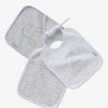 Les 3 Bavoirs à Liens En Gaze De Coton Blanc/gris - Vertbaudet -Boutique Badabulle les 3 bavoirs a liens en gaze de coton
