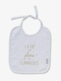 Les 3 Bavoirs à Liens En Gaze De Coton Blanc/gris - Vertbaudet -Boutique Badabulle les 3 bavoirs a liens en gaze de coton 3