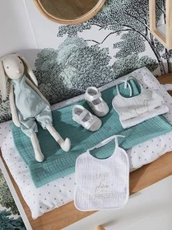 Les 3 Bavoirs à Liens En Gaze De Coton Blanc/gris - Vertbaudet -Boutique Badabulle les 3 bavoirs a liens en gaze de coton 4