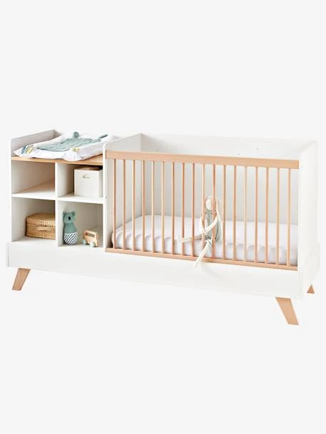 Lit Combiné 4 En 1 évolutif Avec Rangements Et Table à Langer COMBINID Blanc / Bois - Vertbaudet 4 Lit Combiné 4 En 1 évolutif Avec Rangements Et Table à Langer COMBINID Blanc / Bois - Vertbaudet – Image 2
