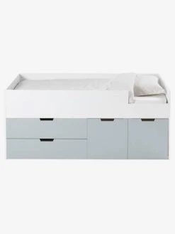 Lit Enfant Mi-hauteur XL Avec Rangements LIGNE PASSE-PASSE Blanc - Gris - Vertbaudet 8 Lit Enfant Mi-hauteur XL Avec Rangements LIGNE PASSE-PASSE Blanc - Gris - Vertbaudet -Boutique Badabulle lit enfant mi hauteur xl avec rangements ligne passe passe 2