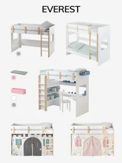 Lit Mezzanine Mi-hauteur Enfant LIGNE EVEREST Blanc/bois - Vertbaudet -Boutique Badabulle lit mezzanine mi hauteur enfant ligne everest 3