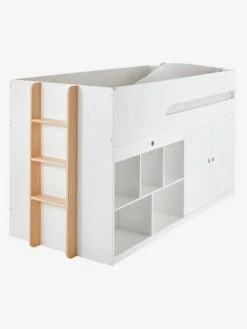 Lit Mi Hauteur Avec Bureau Coulissable Combiné CAMELEO Blanc Mate - Vertbaudet -Boutique Badabulle lit mi hauteur avec bureau coulissable combine cameleo 4