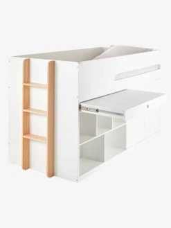 Lit Mi Hauteur Avec Bureau Coulissable Combiné CAMELEO Blanc Mate - Vertbaudet -Boutique Badabulle lit mi hauteur avec bureau coulissable combine cameleo 5