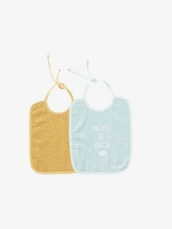 Lot De 2 Bavoirs Bébé En Gaze De Coton Lot Bleu - Vertbaudet