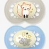 Lot De 2 Sucettes En Silicone MAM Nuit 6+ Beige + Bleu - Mam -Boutique Badabulle lot de 2 sucettes en silicone mam nuit 6