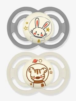 Lot De 2 Sucettes En Silicone MAM Perfect Nuit 18+ Gris + Beige - Mam