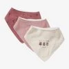 Lot De 3 Bavoirs Bandanas En Gaze De Coton / éponge Rose Grenier - Vertbaudet -Boutique Badabulle lot de 3 bavoirs bandanas en gaze de coton eponge