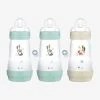 Lot De 3 Biberons 260 Ml MAM Easy Start Anti-colique Nature 2 Bleu Aqua + 1 Beige - Mam -Boutique Badabulle lot de 3 biberons 260 ml mam easy start anti colique nature