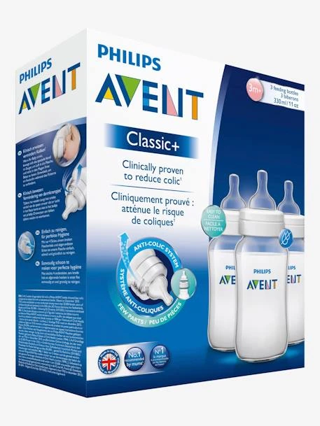 Lot De 3 Biberons 330 Ml Philips AVENT Anti-colic Transparent - Philips Avent 3 Lot De 3 Biberons 330 Ml Philips AVENT Anti-colic Transparent - Philips Avent