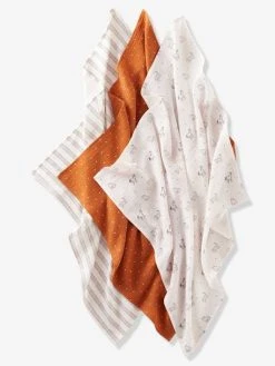 Lot De 3 Langes En Gaze De Coton Bio* PETIT NOMADE écru / Multicolore - Vertbaudet -Boutique Badabulle lot de 3 langes en gaze de coton bio petit nomade 1