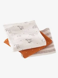 Lot De 3 Langes En Gaze De Coton Bio* PETIT NOMADE écru / Multicolore - Vertbaudet -Boutique Badabulle lot de 3 langes en gaze de coton bio petit nomade 3