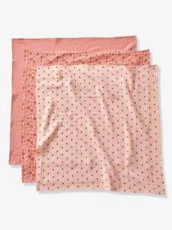 Lot De 3 Langes En Gaze De Coton HAPPY BOHÈME Rose - Vertbaudet -Boutique Badabulle lot de 3 langes en gaze de coton happy boheme 4