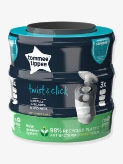Lot De 3 Recharges Pour Poubelles à Couches Tec Et Twist & Click TOMMEE TIPPEE Sangenic En Plastique Recyclé Gris - Tommee Tippee