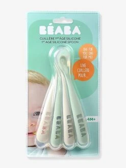 Lot De 4 Cuillères 1er âge BEABA Soft Sans BPA Bleu/gris/ocre - Beaba -Boutique Badabulle lot de 4 cuilleres 1er age beaba soft sans bpa 3