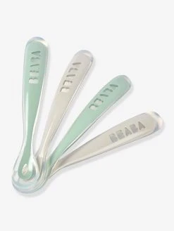 Lot De 4 Cuillères 1er âge BEABA Soft Sans BPA Bleu/gris/ocre - Beaba -Boutique Badabulle lot de 4 cuilleres 1er age beaba soft sans bpa 4