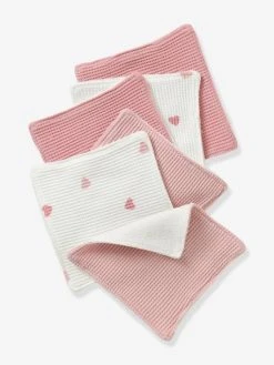 Lot De 6 Lingettes Lavables Rose/coeurs - Vertbaudet