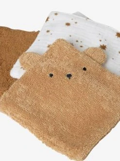 Lot De 6 Lingettes Lavables Ourson Caramel - Vertbaudet -Boutique Badabulle lot de 6 lingettes lavables ourson 2