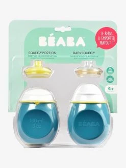 Lot De Gourdes Pour Compotes BEABA Babysqueez' 2 En 1 + Squeez'portion Blue - Beaba -Boutique Badabulle lot de gourdes pour compotes beaba babysqueez 2 en 1 squeezportion 2