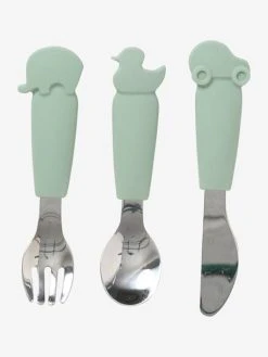 Set Couverts Enfant Silicone Et Inox X3 Sauge - Vertbaudet -Boutique Badabulle set couverts enfant silicone et inox x3 3