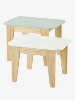 Tables Gigognes Gris Vert/bois + Blanc/bois - Vertbaudet -Boutique Badabulle tables gigognes 2